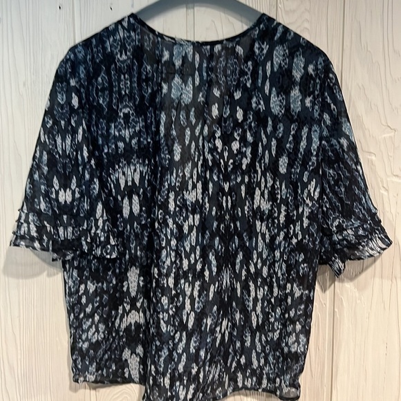 MIMI CHICA Button Up Tie Waist Sheer Blouse Size Small - Picture 5 of 9